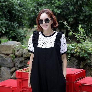 Contrast-trim Dotted T-shirt