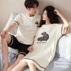 Couple Matching Short-sleeve Bear Print Sleep Dress / Short-sleeve Top / Shorts / Set