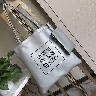 Faux Leather Lettering Tote
