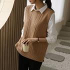 Dip-back Cable-knit Sweater Vest