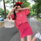 Round-neck Logo Striped T-shirt