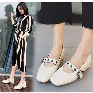 Block-heel Strapped Mary Jane Shoes