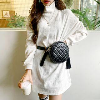 High-neck Loose-fit Crinkled Top