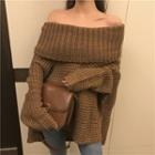 Long-sleeve Cable-knit Dip-back Mini Sweater Dress