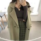 Plain Loose-fit Coat Green - One Size