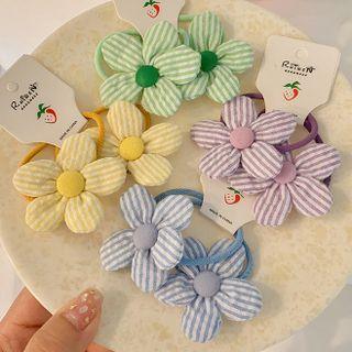 Set Of 2: Flower Fabric Hair Tie