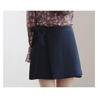 Wrap-front Ribbon-detail Skirt