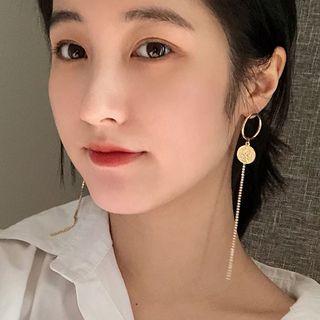 Coin Rhinestone Fringed Earring