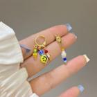 Pearl Resin Asymmetrical Alloy Dangle Earring 1 Pair - Gold & White & Yellow - One Size