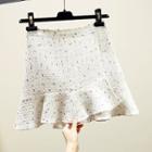 Ruffle Hem A-line Mini Tweed Skirt