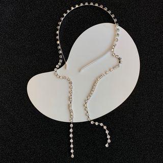 Rhinestone Fringe Headband 1pc - Silver - One Size