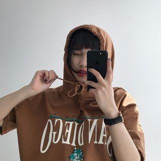 Short Sleeve Hooded Printed Tee