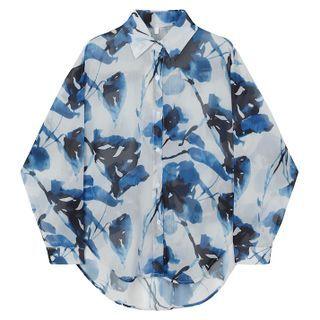 Long-sleeve Flower Shirt As Shown In Figure - One Size