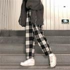 Plaid Baggy Pants Plaid - Black - One Size