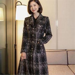 Faux-pearl A-line Tweed Coat