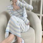 Strappy Striped Midi Knit Dress / Cardigan
