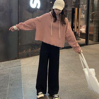 Striped Hoodie / High Waist Wide-leg Pants