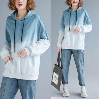 Long-sleeve Gradient Hooded Top As Shown In Figure - One Size