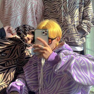 Zebra Lettering Print Hoodie