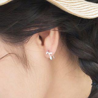 Leaf 925 Sterling Silver Earring 1 Pair - Silver - One Size