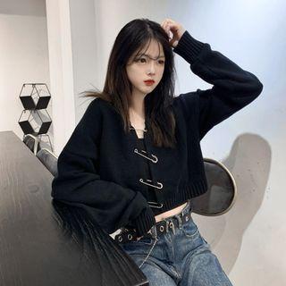 Safety Pin Cropped Cardigan