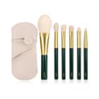 Set Of 6: Makeup Brush 6 Pcs - With Bag - Gold & Green - One Size