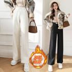 High-waist Wide-leg Fleece Pants