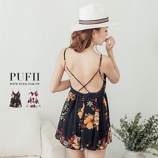 Floral Printed V-neck Playsuit