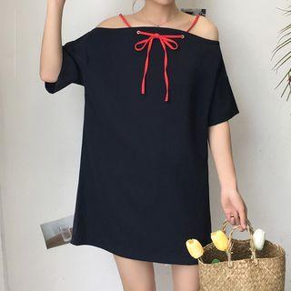 Cold-shoulder Short-sleeve Mini Dress