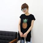 Sequined Pineapple Print Knit Top