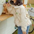 Lace-hem Daisy Embroidered Snap-button Jacket