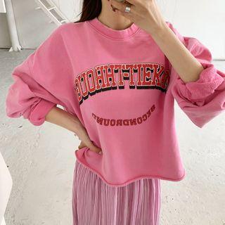 Letter Fray-hem Cropped Sweatshirt