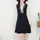Mock Two Piece Long Sleeve Knit Dress