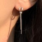 Knot Alloy Fringed Earring 1 Pc - Tassel - Silver - One Size