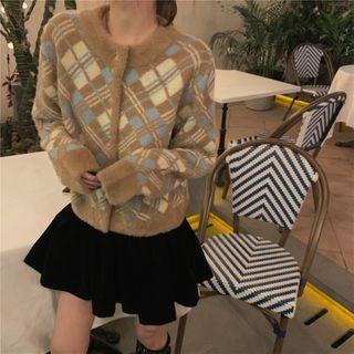 Argyle Cardigan Coffee & Almond - One Size