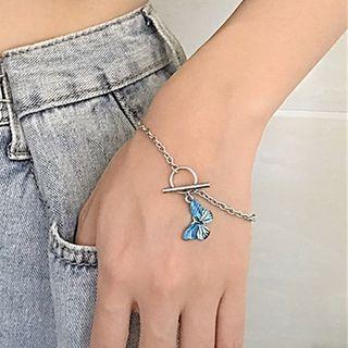 Alloy Butterfly Bracelet / Necklace 2090 - Bracelet - Blue Butterfly - Silver - One Size