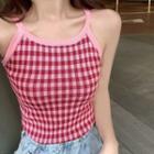 Halter Plaid Top Pink - One Size