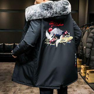 Embroidered Hooded Long Parka