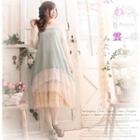 Long-sleeve Lace Trim Linen Dress