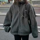 Fleece Zipped Jacket Gray - One Size