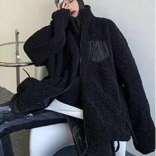 Zip-up Fleece Jacket Black - One Size