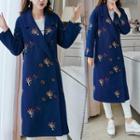 Embroidered Lapel Wool Coat