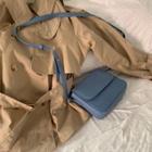 Faux Leather Flap Crossbody Bag Sky Blue - One Size