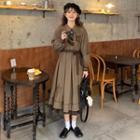Midi A-line Shirtdress / Notch Lapel Double-breasted Shawl