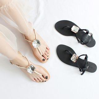 Stone T-strap Sandals
