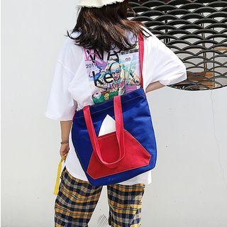 Canvas Contrast Color Shopper Bag