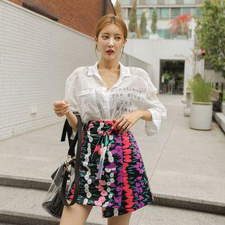 Letter Print Linen Shirt