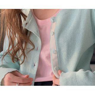 [dearest] Scallop-edge Rib-knit Cardigan (light Blue) One Size