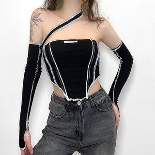 Set: Cropped Camisole Top + Arm Sleeve