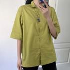 Elbow-sleeve Plain Shirt Yellow - One Size